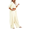 thumbnail image 3 of Women Casual Homewear 3 Pieces Set Camisole Tank Tops & Long Cardigan & Wide Leg Pants, 3 of 5