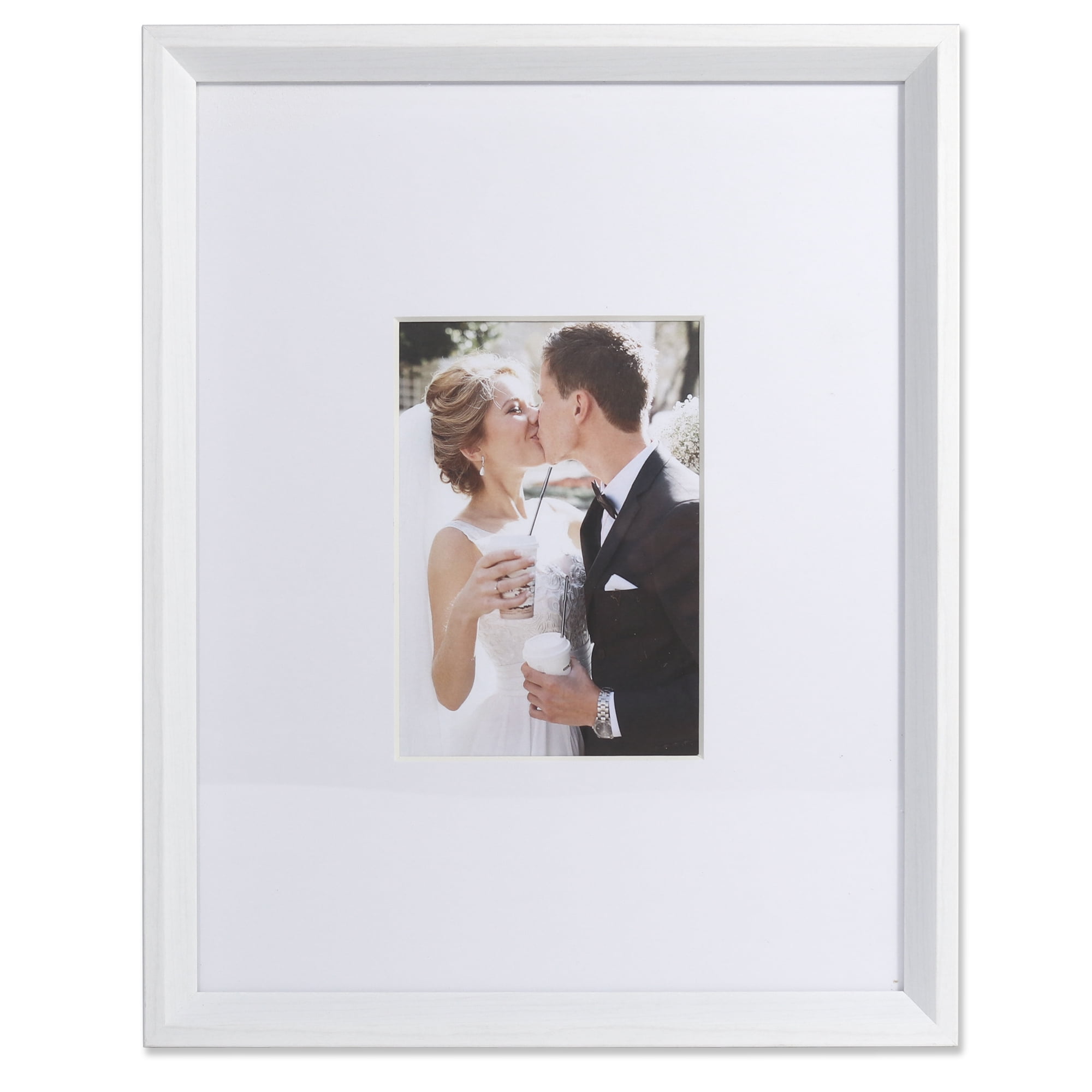 Lawrence Frames 5x7 Wide Border Matted Frame Gallery White 11x14