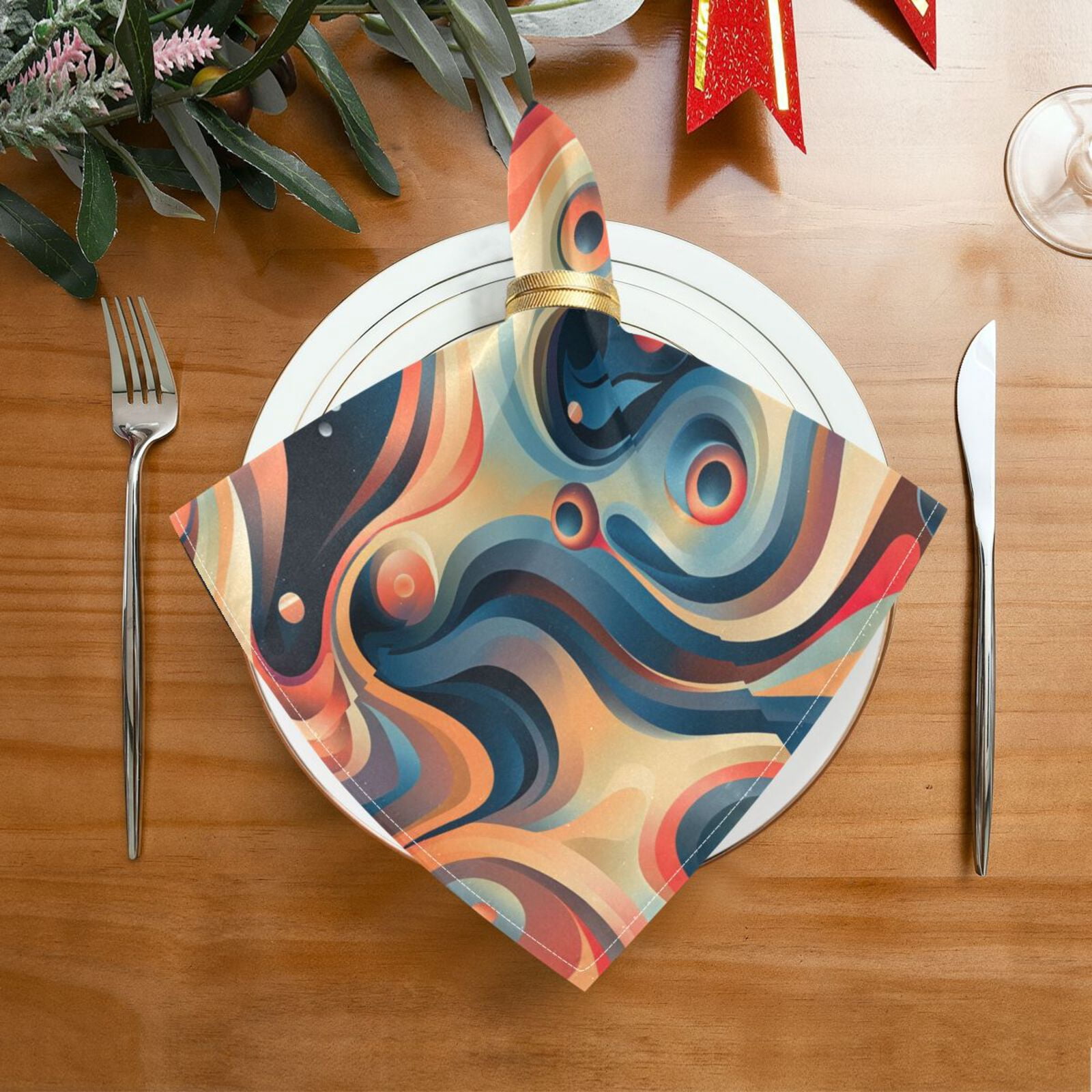 JSTEL Coil Bubble Cloth Napkins Set of 6, 20x20 Inch Washable and Reusable Napkin for Decoupage Dinner Party Everyday Use