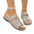 thumbnail image 3 of GERsome Womens Sandals Open Toe Slip-On Low Wedge Summer Slides Casual Comfort Walking Beach Vacation Sandals, Khaki Size 7, 3 of 9