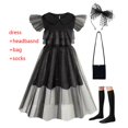 thumbnail image 1 of Disfraz de Wednesday Addams para niña, novedad de 2023, Vestidos para niñas, Vestidos de fiesta de malla, disfraces de carnaval de 3 a 12 años, 4T (etiqueta 120) Gao Jinjia LED, 1 of 2