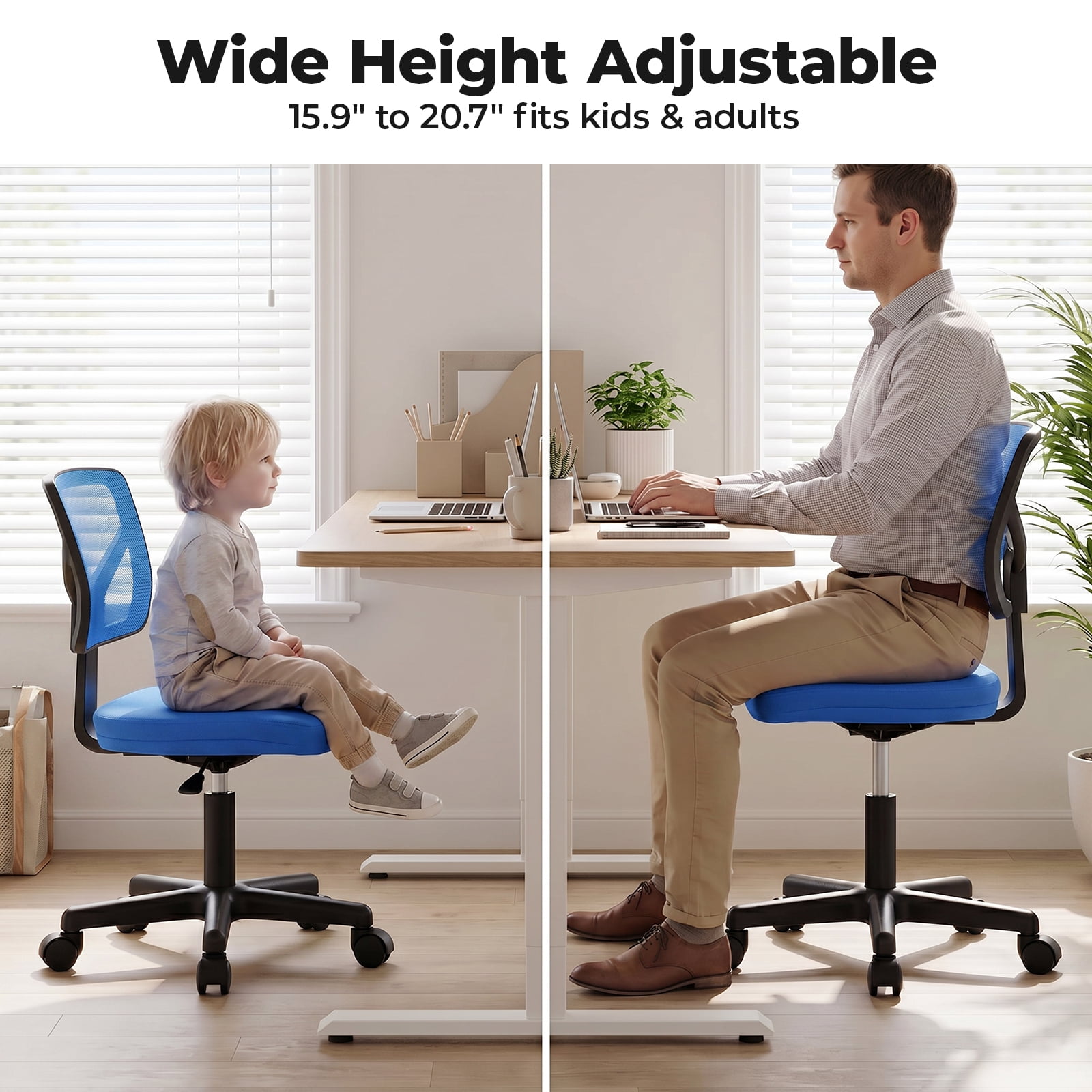Alvantor Low-Back Mesh Office Chair with Lumbar Support, Armless Swivel Rolling Chair