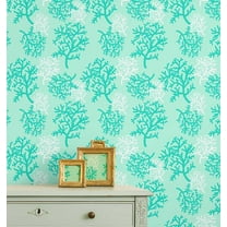 S4Sassy Peel and Stick Wall Covering, Coral Reef Removable Wall Wrap - Green Instant Walls Makeover Mural for Bathroom, Laundry Room, Closet - Self-Adhesive Wallpaper Vinyl -25"x360"