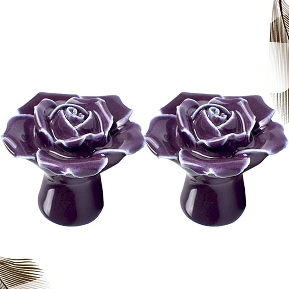 MLINS Ceramic Door Knobs with Metal Screws for Easy Installation Purple 2 Pieces