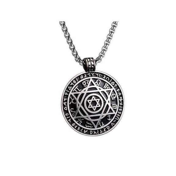 Talisman Seal Solomon Six-pointed Star 12 Constellation Pendant stainless steel Necklaces