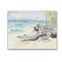 Stupell Industries Beach Driftwood Landscape Landscape Painting Gallery Wrapped Canvas Art Print Wall Art, 20 x 16