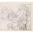 thumbnail image 2 of Sir John Everett Millais 16x15 Gold Ornate Wood Frame and Double Matted Museum Art Print Titled - Tennyson's the Day-Dream - Sketch of the King and Courtiers Awakening the Revival (1855-56), 2 of 4
