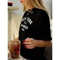 thumbnail image 5 of 【New Arrival】Women Casual Graphic T-Shirt, New York Los Angeles USA 1996 Vintage Letter Print Loose Crew Neck Retro City Short Sleeve Tee, 5 of 5