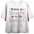 thumbnail image 5 of Harry Potter When In Doubt, Go To the Library Women's White Boyfriend Crop Tee-Small, 5 of 7