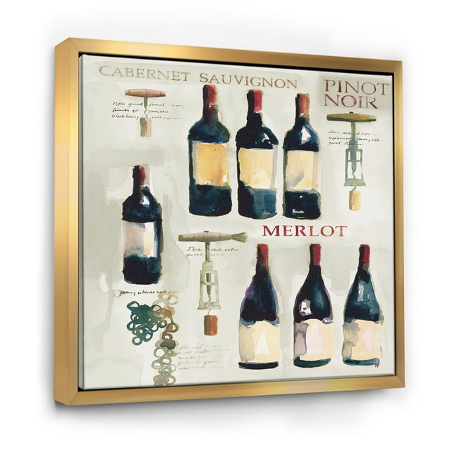 Collage de Vin Sauvignon Rouge - Toile Encadrée pour Aliments et Boissons