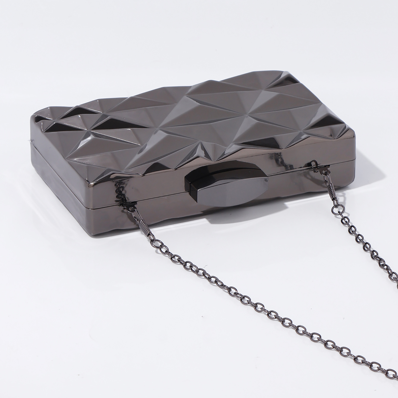 Jaucin Metal Diamond Women's Clutch Bag Bridal Party Geometric Evening Purse Cocktail Party Formal Handbag Detachable Shoulder Strap
