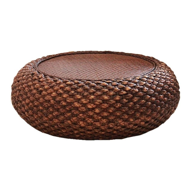 Coussin de Siège Rond en Paille Pouf Tatami pour Jardin Maison Balcon Bureau Couleur Café