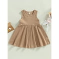 thumbnail image 2 of Arvbitana Toddler Baby Girls Knitted Dress Sleeveless Crew Neck Solid Color A-line Dresses Summer One Pieces Skirt for Casual Daily 6M-4T, 2 of 8