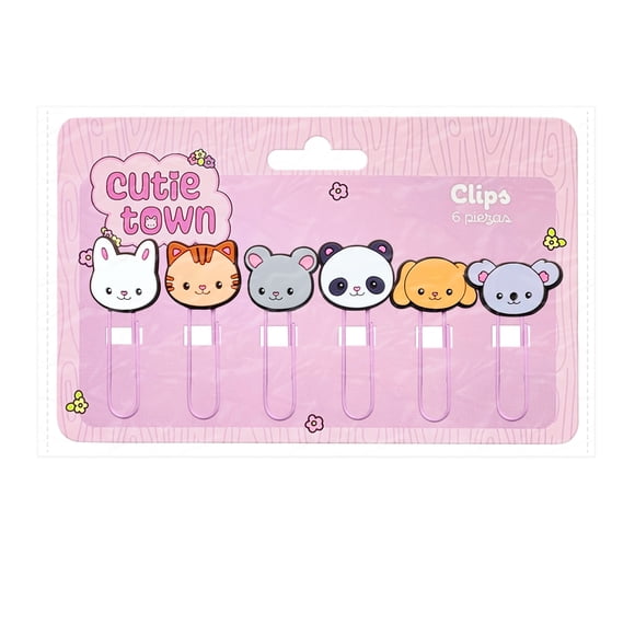 Clips Prichos Cutie Town Multicolor de PVC 6 Piezas por Empaque