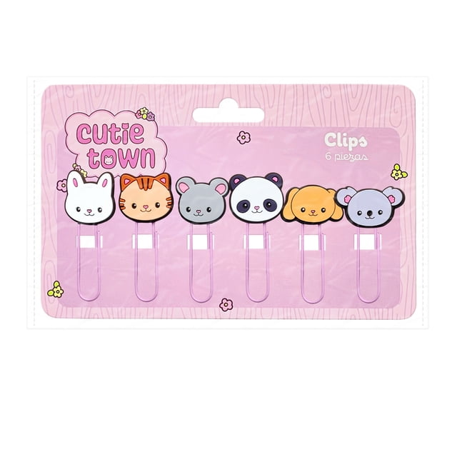 Clips Prichos Cutie Town Multicolor de PVC 6 Piezas por Empaque