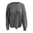 thumbnail image 3 of Holloyiver Women's Knitted Crop Tops Women Fashion Loose Pullover Solid Color Long Sleeves Sweater Tops Pullover Jumper Sweaters, 3 of 5