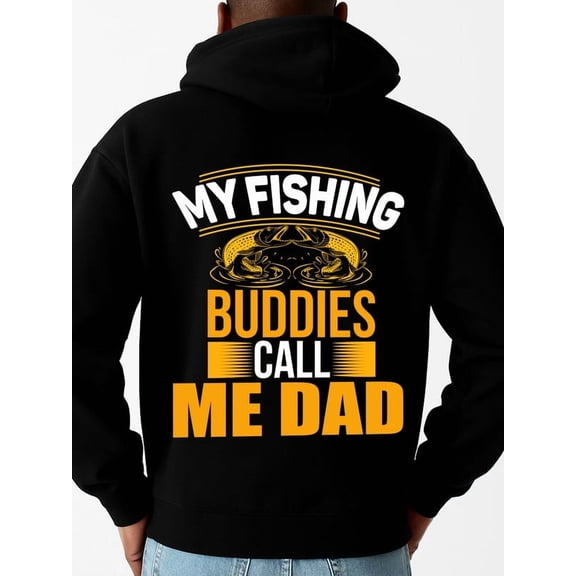 Fishing Buddies Dad graphic hoodies mens machine washable black Regular Fit, Everyday Comfort, Comfortable Casualwear, Urban Style, comfortable Trendy Unisex Shirt Graphic tshirts