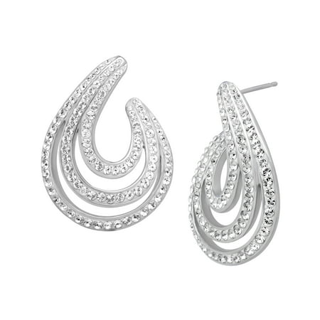 - Chrystaluxe Swirl Drop Earrings with Swarovski Crystals in Sterling Silver