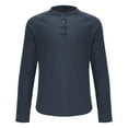 thumbnail image 3 of Pxiakgy t shirts for men Men's Round Neck Cotton Solid Button Long Sleeved T Shirt Casual Bottom Shirt mens t shirts mens tops Grey + XL, 3 of 5