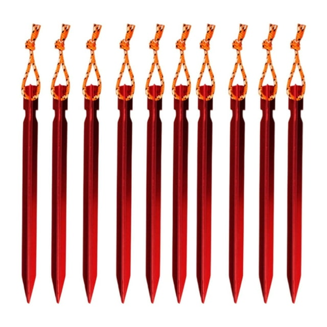 Colaxi 10 Pcs Piquets de Tente Piquets de Tente de Plage Piquets de Sol en Aluminium Métal Robuste Piquets de Sol pour Auvents Arrière-Cour Plage Rouge