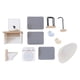 thumbnail image 2 of 2 juegos de muebles de casa de muñecas de madera, modelo de accesorios de simulación, bricolaje, hechos a mano Salón y Baño, 2 of 9