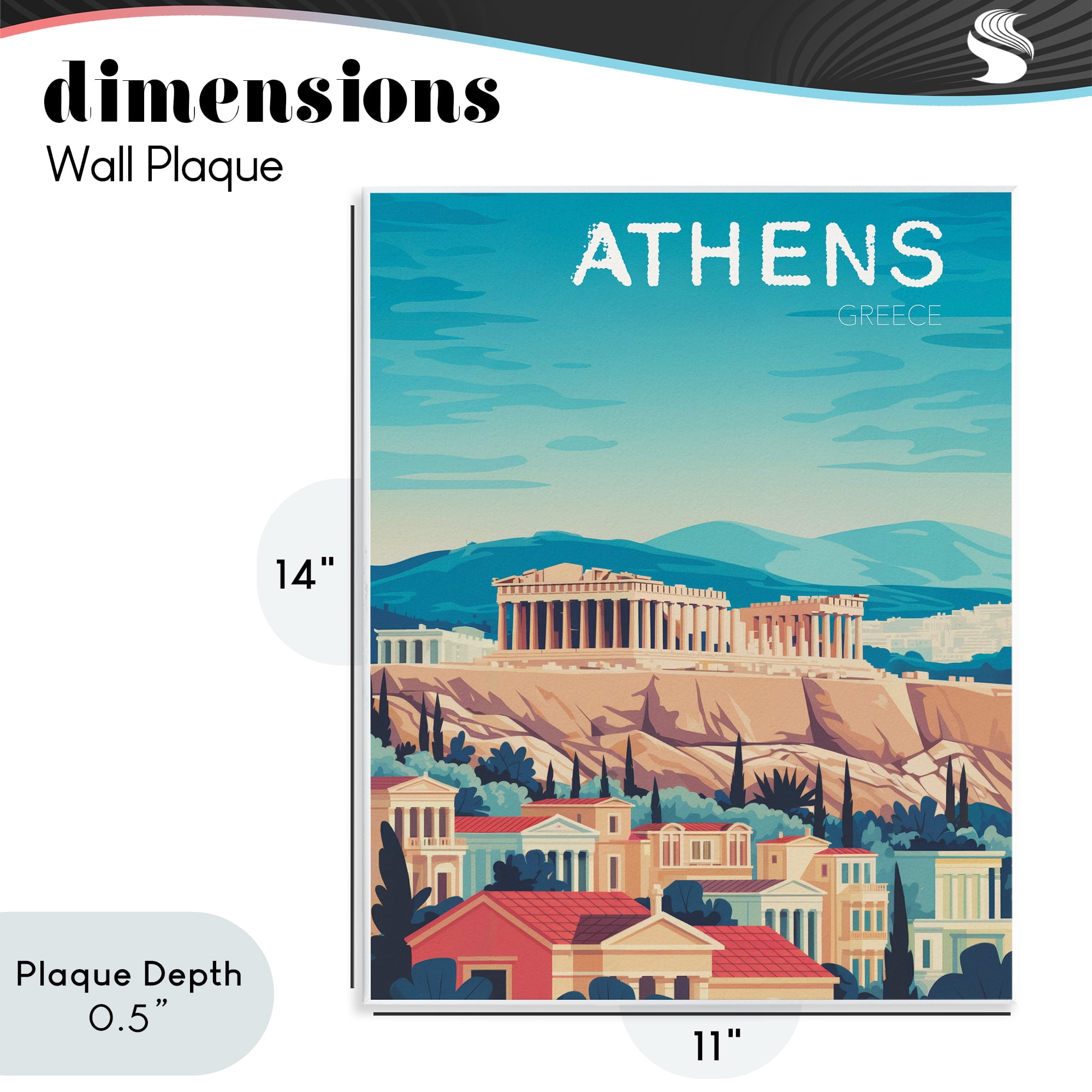 Stupell Industries Athens Topography Cityscape Wall Plaque Art, design by Andreas Magnusson