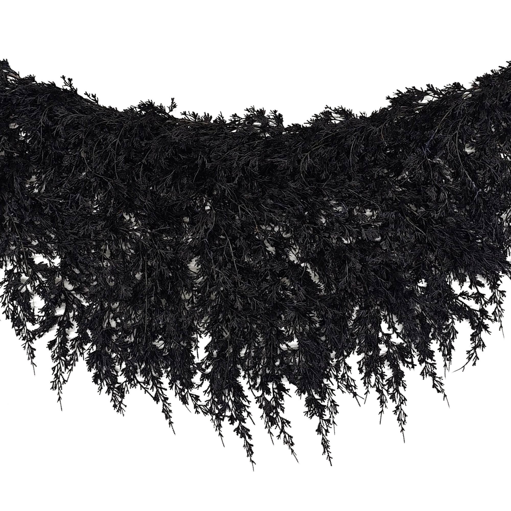 My Texas House Halloween Drapey Faux Cedar Garland, Black, 6'