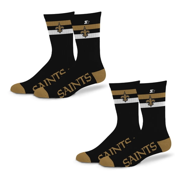 Unisex Starter New Orleans Saints Team Color 2-Stripe 2-Pack Crew Socks Set