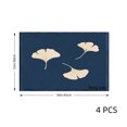 thumbnail image 4 of Amarainy Ginkgo Leaf Embroidered Navy Blue Linen Table Mats Set of 4 for Home Kitchen Table Decor 12x18 inch, 4 of 5