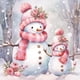 thumbnail image 1 of (sz4824) Serie Dibujos Animados Muñeco Nieve Rosa Invierno Con Diamantes Redondos Pintura Diamantes Resina 30*30CM, 1 of 9