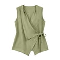 thumbnail image 3 of Cilsoka 2026 Women’s Linen Wrap Tank Top Ruched Tie Side V Neck Sleeveless Casual Vacation Blouses Loose Fit, 3 of 5