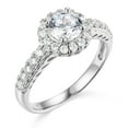 thumbnail image 2 of Wellingsale Ladies Solid 14k White Gold Polished CZ Cubic Zirconia Round Cut Halo Engagement Ring with Side Stones - Size 4.5, 2 of 6