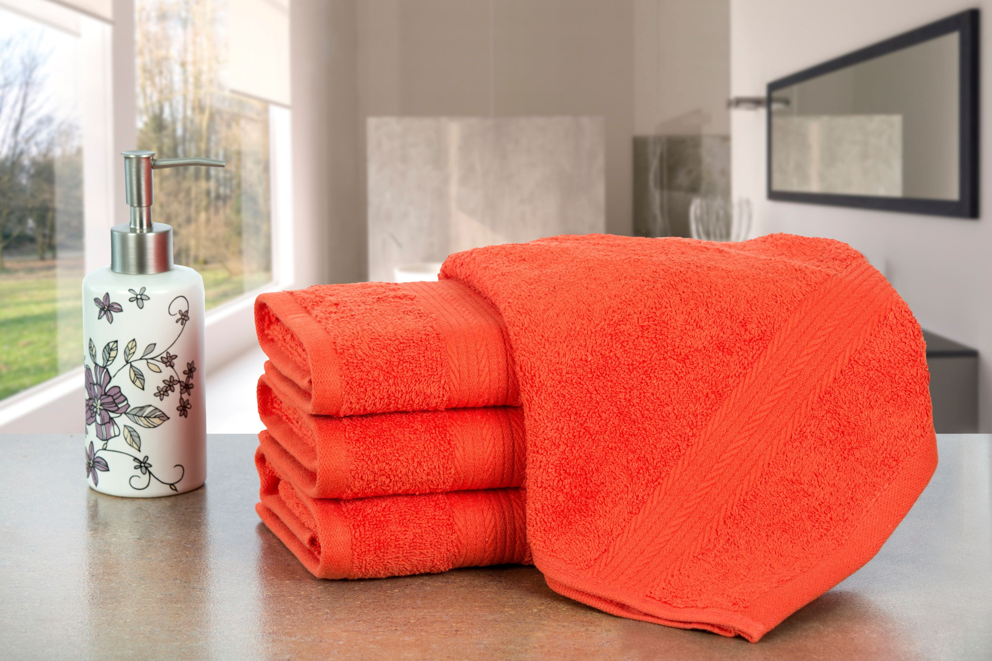 VOOVA & MOVAS Red Towels Bathroom Set, 6 Piece Gift Set，2 Bath Towels 30×