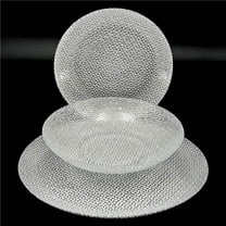 Red Pomegranate Collection R1248-2 Cabana Gilded Glass Dinnerware Set, Silver - Set of 18