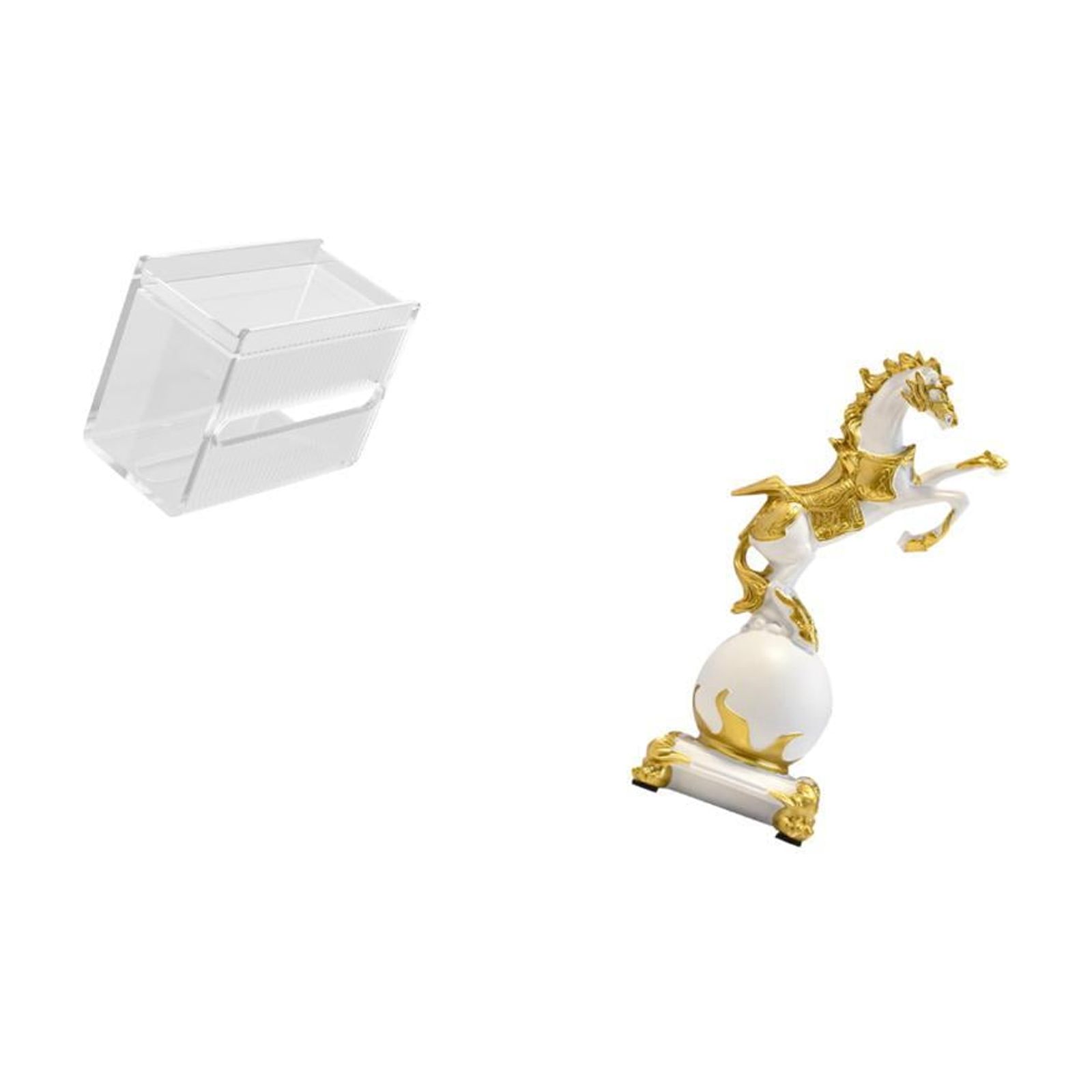 Fiocias Acrylic Horse Toilet Paper Dispenser Modern Tissue Holder Animal Sculpture Wall Mounted Figurine Tabletop Ornament Bedroom Centerpiece Living Room Des