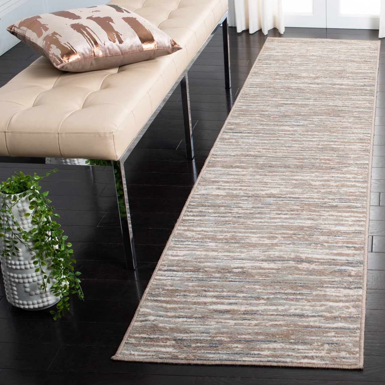 SAFAVIEH Pyramind Ekaterina Abstract Distressed Runner Rug, Grey/Ivory, 2'2" x 9'