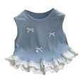 thumbnail image 1 of Shirts Girls Spring Summer Bow Short Vest Style Lace Patchwork Sleeveless Top Trend Girls' Tops, Tees Blue, 1 of 7