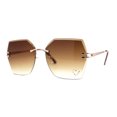 thumbnail image 3 of Womens Rhinestone Heart Lens Bling Rimless Butterfly Chic Sunglasses Gold Brown, 3 of 4