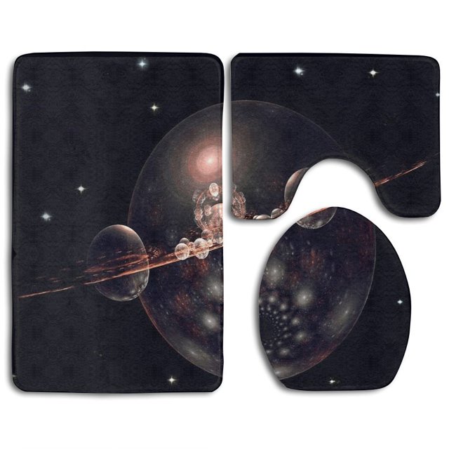 ABPHQTO Luna Yin Yang Juego de alfombras de baño de 3 piezas Alfombra de baño Alfombra de contorno y tapa de inodoro
