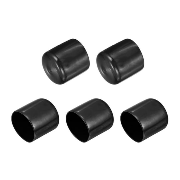 Uxcell 5Pcs Rubber End Caps 1 1/2"(38mm) ID Vinyl Round Tube Bolt Cap Cover Black