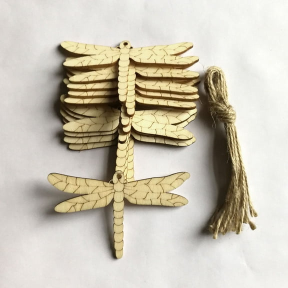Masteelf 10PCS Vintage Wooden Dragonfly Ornaments for Home Garden Decoration and Craft Projects Assorted Color
