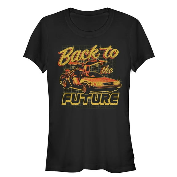Junior's Back to the Future DeLorean Schematic Print  Graphic Tee Black Medium