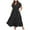 Black, variant on Women's Plus Size V-Neck Solid Color Ruffled Sleeves Pleated Casual Dress - Polyester Summer Fashion