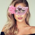 thumbnail image 5 of Unique Bargains 1 Pc Floral Sequins Half Face Party Mask for Masquerade Party Pink, 5 of 5