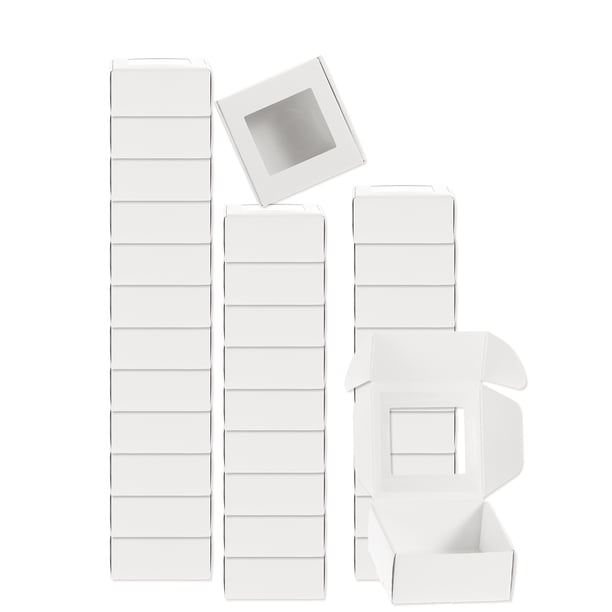 32 Piezas Cajas de Embalaje de Jabón 2.6x2.6x1.2 Pulgadas Caja de Jabón de Kraft con Ventana (Cuadrada, Blanca)