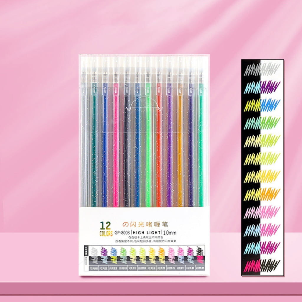 Zeiwohndc Glitter Gel Pens Pack Colored Glitter Pens, Colorful Sparkles Gel Markers Set