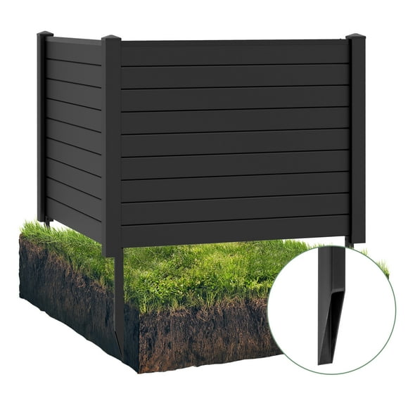 Topbuy Air Conditioner Fence, Decorative Trash Can Enclosure with Stakes 48"L x 37.5"H Pool Equipment Fence Screen Black