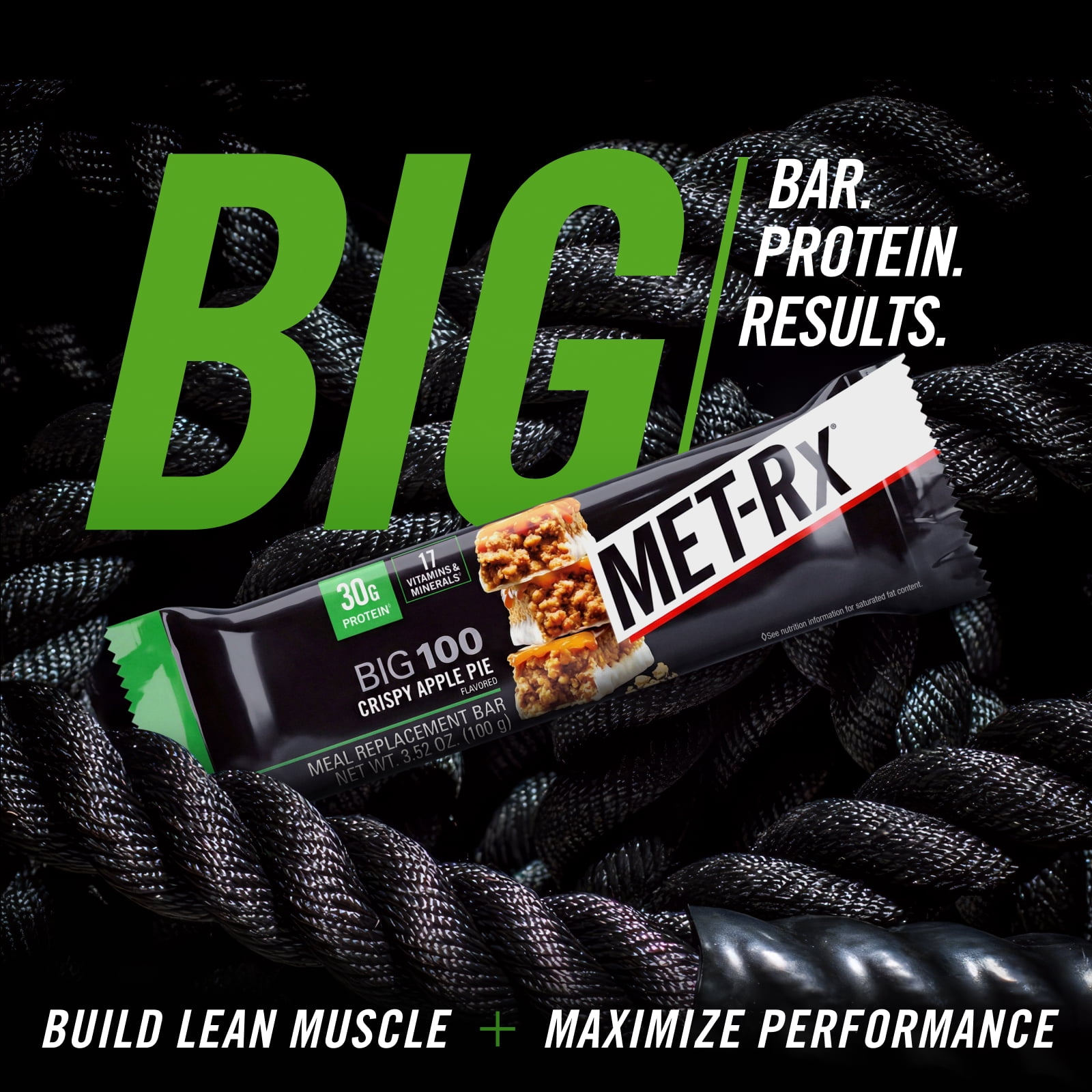 (3 pack) MET-Rx Big 100 Colossal Protein Bars, Crispy Apple Pie Meal Replacement Bars, 4 Ct