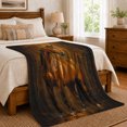 thumbnail image 6 of Majestic Bay Horse Golden Glow autumn celebration Living Room, Warm Flannel Blanket for Ranch House and Living Room, Festive autumn celebration Scene, Horse Lovers autumn celebration Gift, 6 of 7