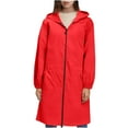 thumbnail image 3 of BODOAO Women's Trench Jackets Plus Size Casual Long Rain Jacket Fashion Winter Hooded Oversized Windbreaker Coats Outerwear with Pockets Thin Work Clothes Household Rainproof Use Coat Red Xxl, 3 of 9